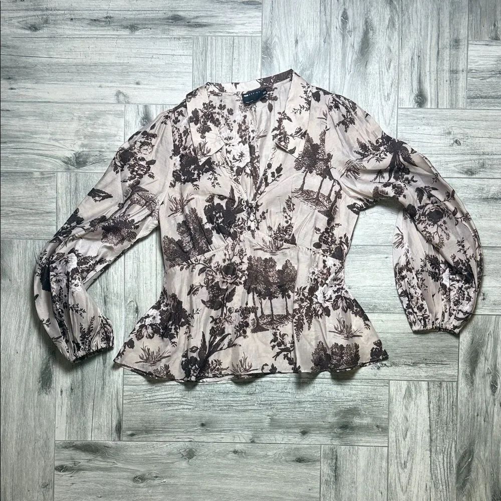 ASOS Beige and Brown Floral Blouse